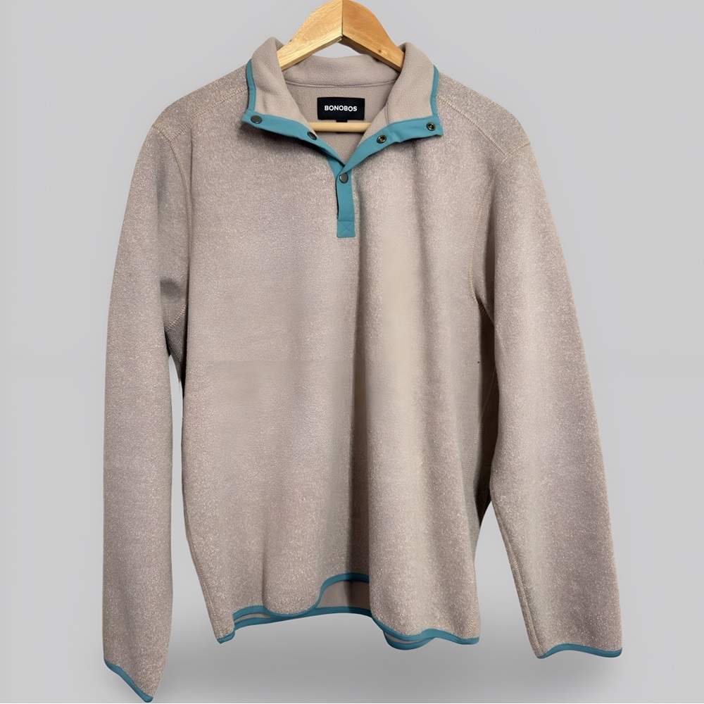 Bonobos Sweater Fleece Quarter Snap Mock - Large